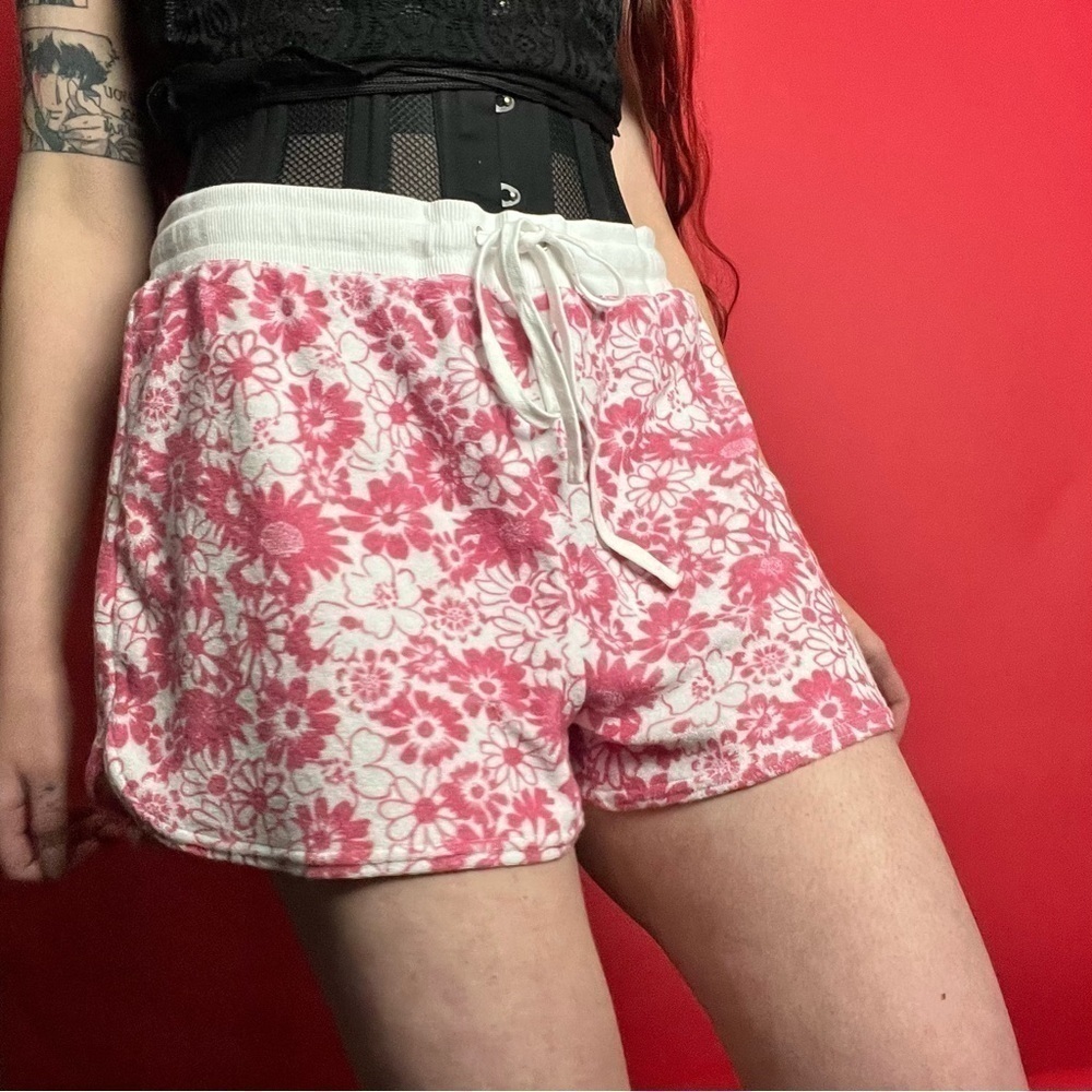 Pink and white floral PJ shorts 🤍💕​​​​​​​​​​​​​​​​​​​​​​